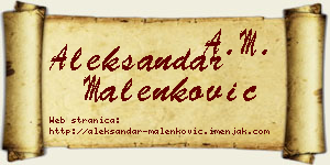 Aleksandar Malenković vizit kartica